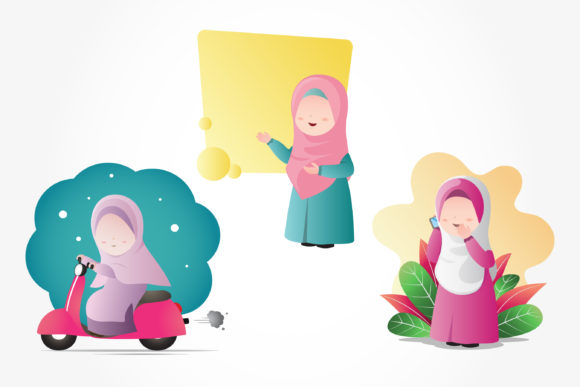 Download Muslim Hijab Girls Clip Art Set - Girl Collection